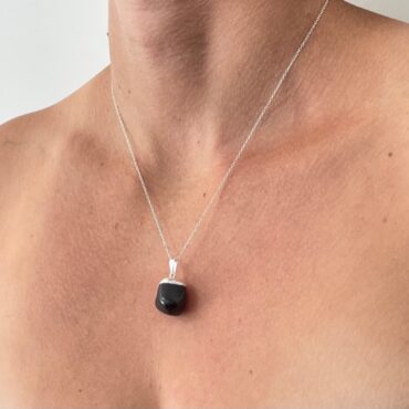 Pendant – Tumbled Obsidian, with Cap